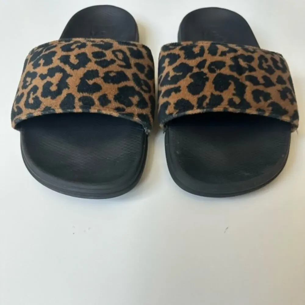 Vans Leopard and Black Slides size 3